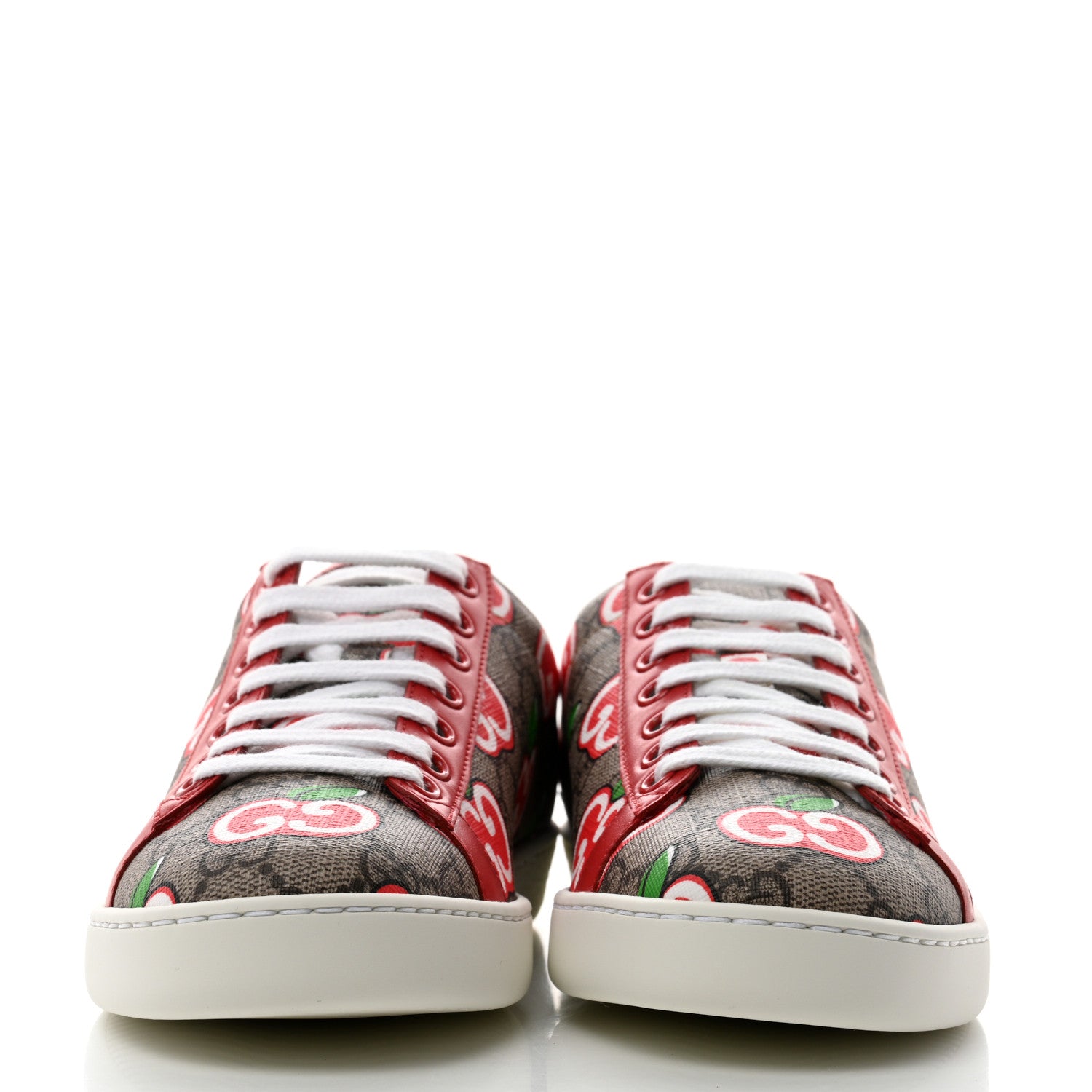 Gucci GG Supreme Monogram Apple Womens Ace Sneakers 36 Red 2 of 10