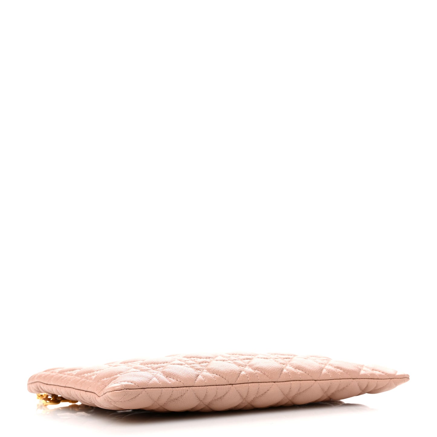 Supple Calfskin Cannage Large Caro Daily Pouch Rose Des Vents