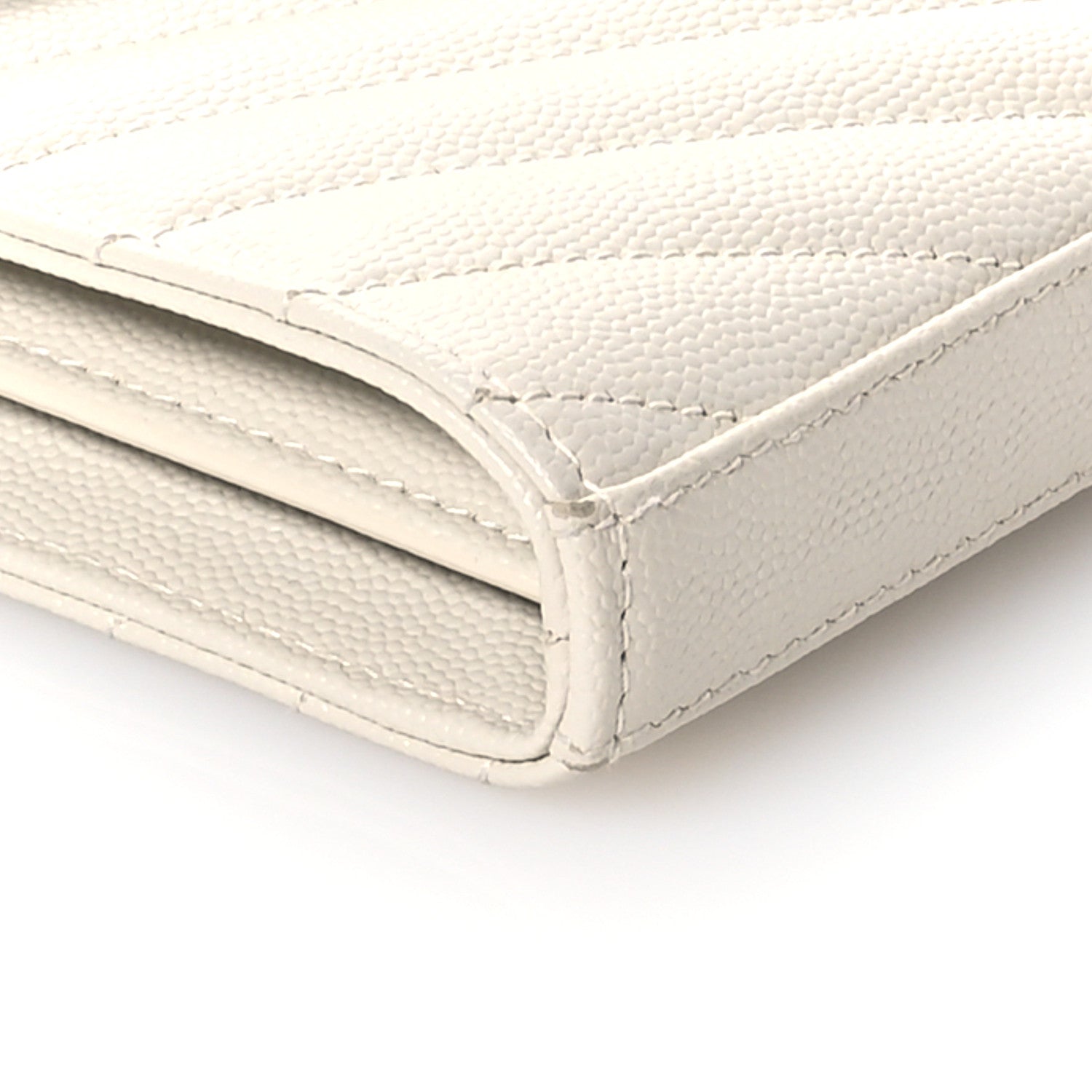 Saint Laurent Grain De Poudre Matelasse Chevron Monogram Chain Wallet Crema Soft 8 of 10