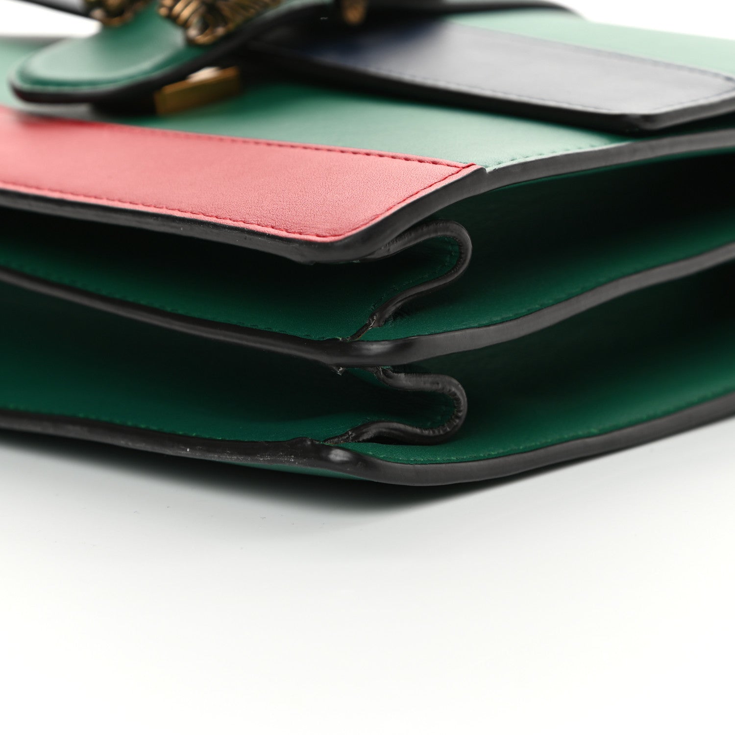 Gucci Moon Calfskin Web Medium Dionysus Bamboo Top Handle Bag Emerald Blue Hibiscus Red 10 of 19