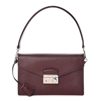 Prada Saffiano Lux Sound Shoulder Bag Granato 1 of 9