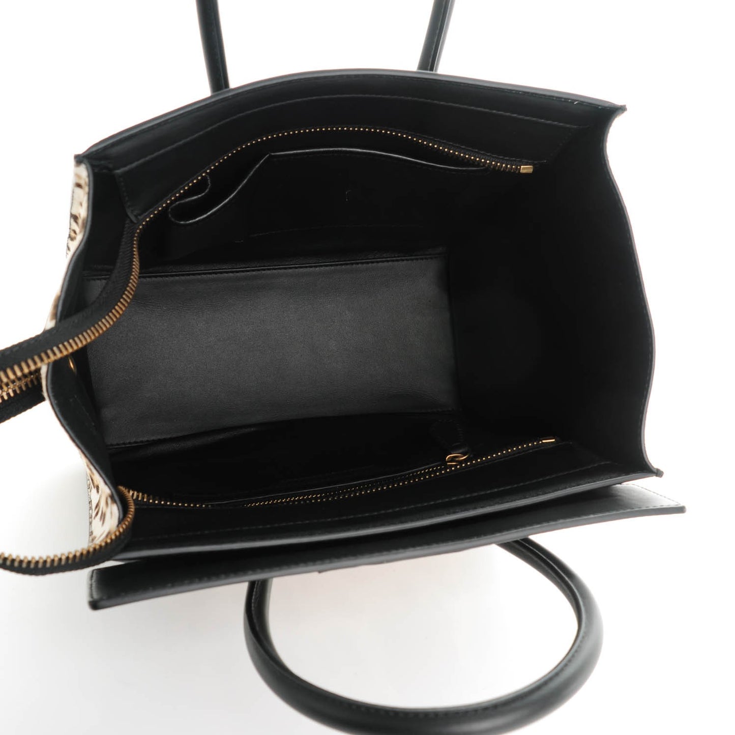 Leopard Pony Hair Micro Luggage Black