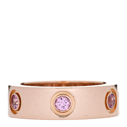 Cartier 18K Pink Gold 6 Pink Sapphire 5.5mm LOVE Ring 48 4.5 3 of 4