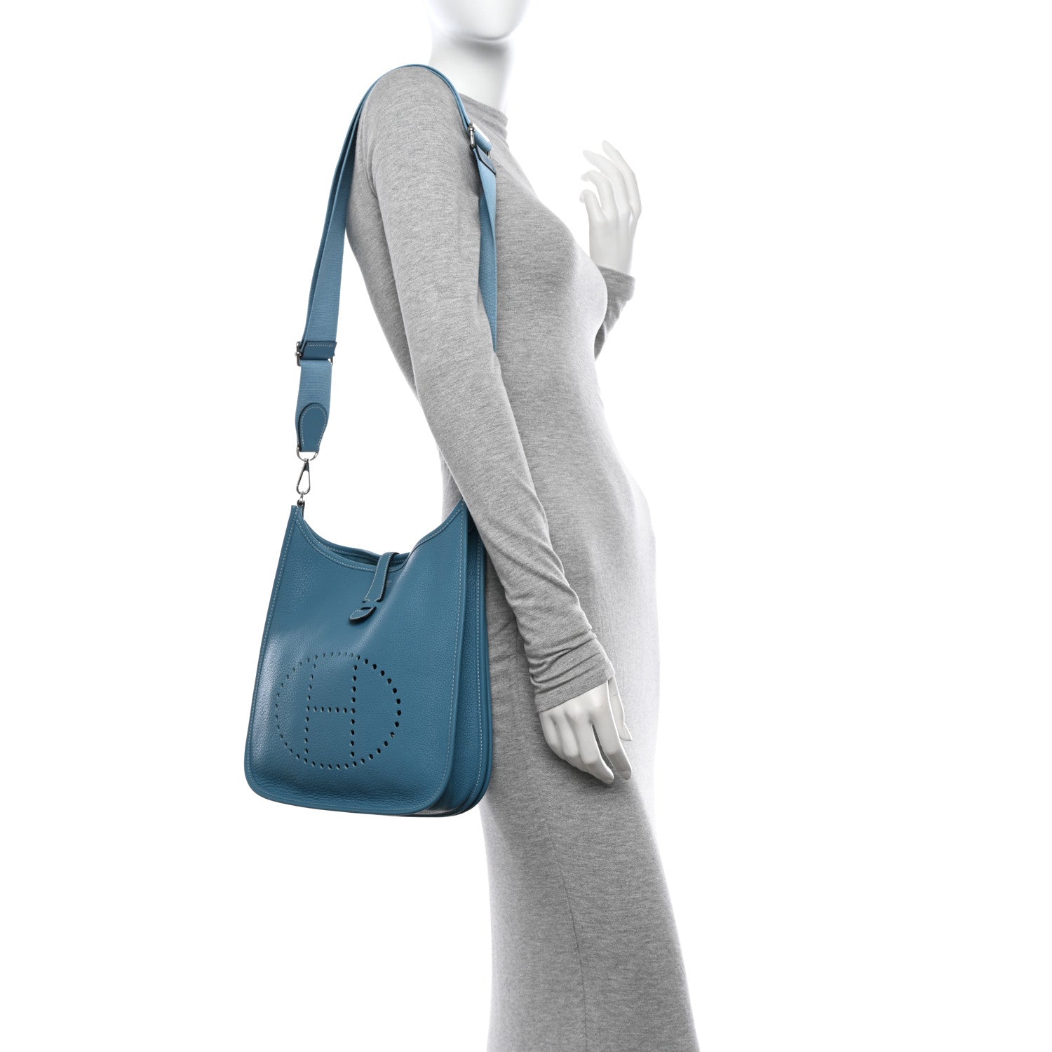 Hermes Taurillon Clemence Evelyne III PM Blue Jean 2 of 11
