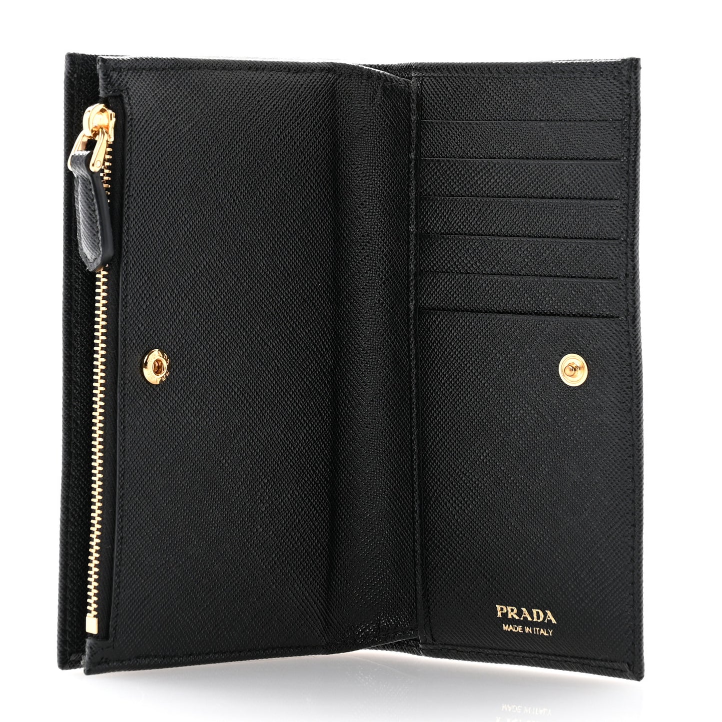 Saffiano Triangle Continental Zip Wallet Black
