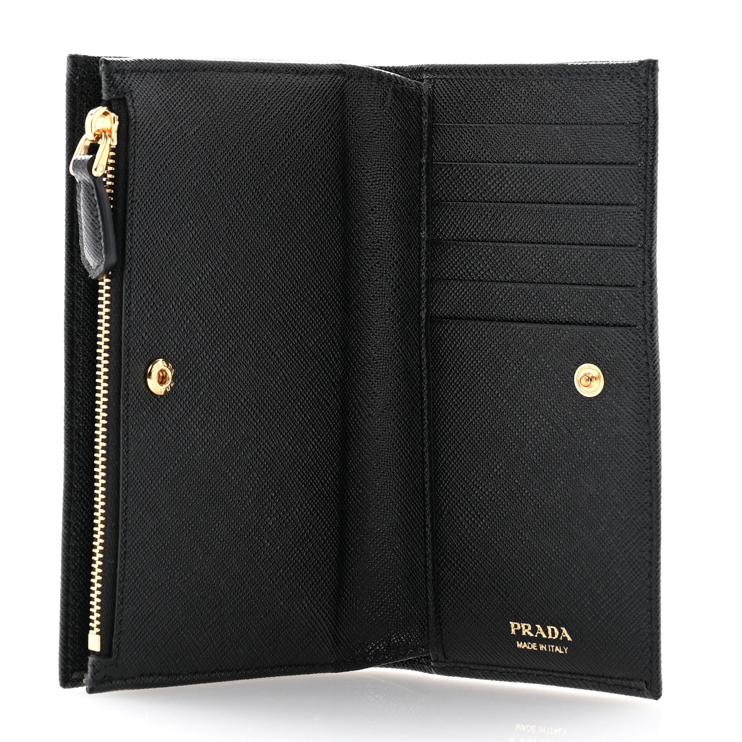 Prada Saffiano Triangle Continental Zip Wallet Black 5 of 7