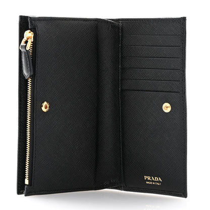 Prada Saffiano Triangle Continental Zip Wallet Black 5 of 7