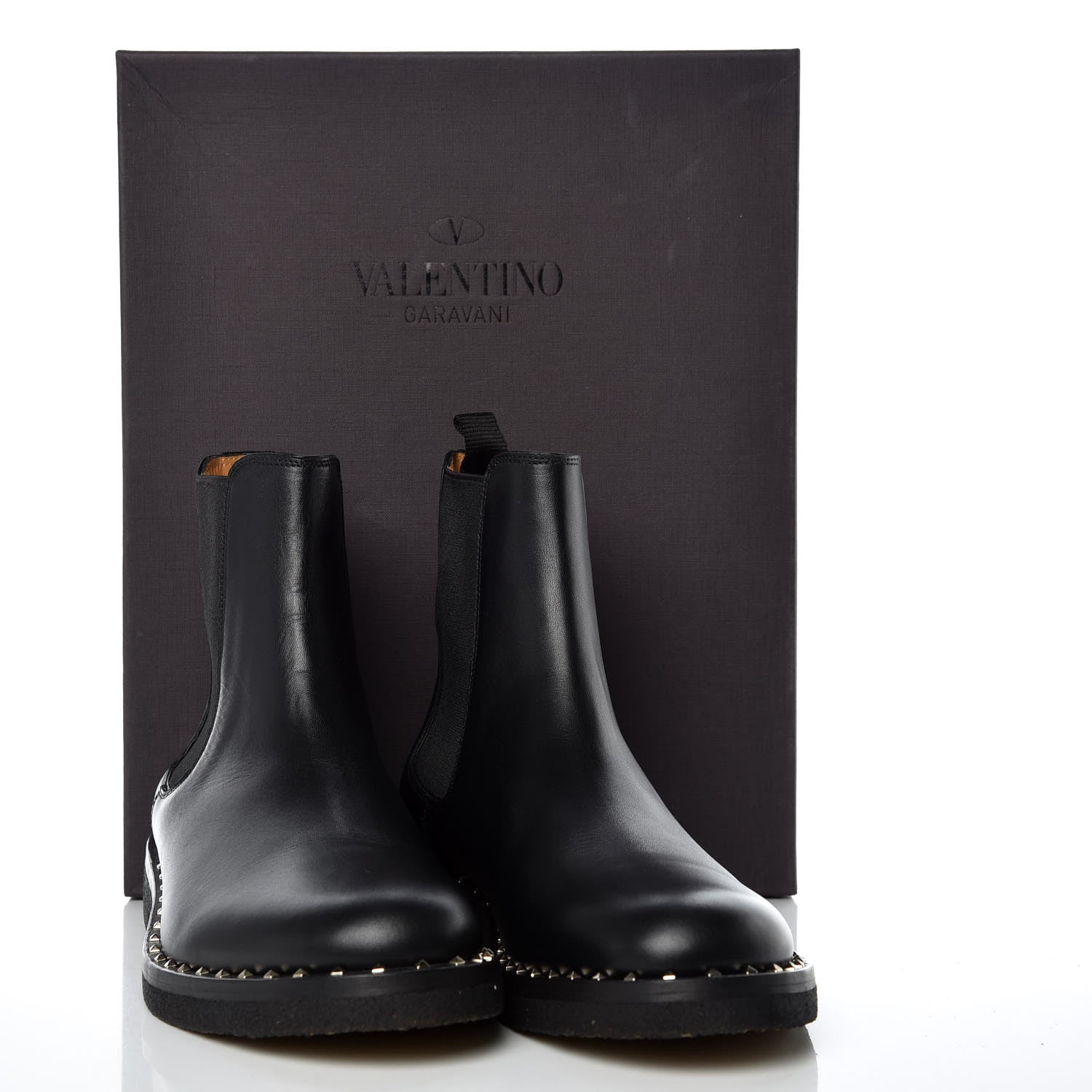 Valentino Garavani Calfskin Soul Rockstud Beatle Chelsea Ankle Boots 41 Black 10 of 10