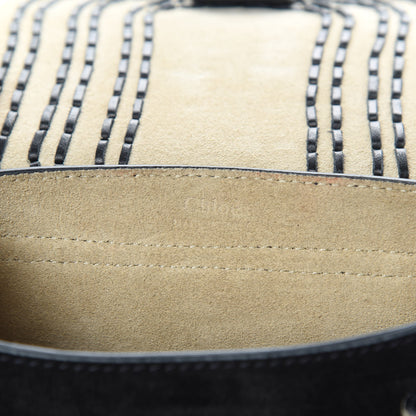 Chloe Suede Calfskin Braided Mini Hudson Shoulder Bag Black 6 of 12
