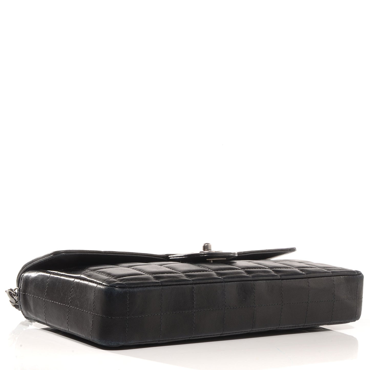 Lambskin East West Chocolate Bar Flap Black
