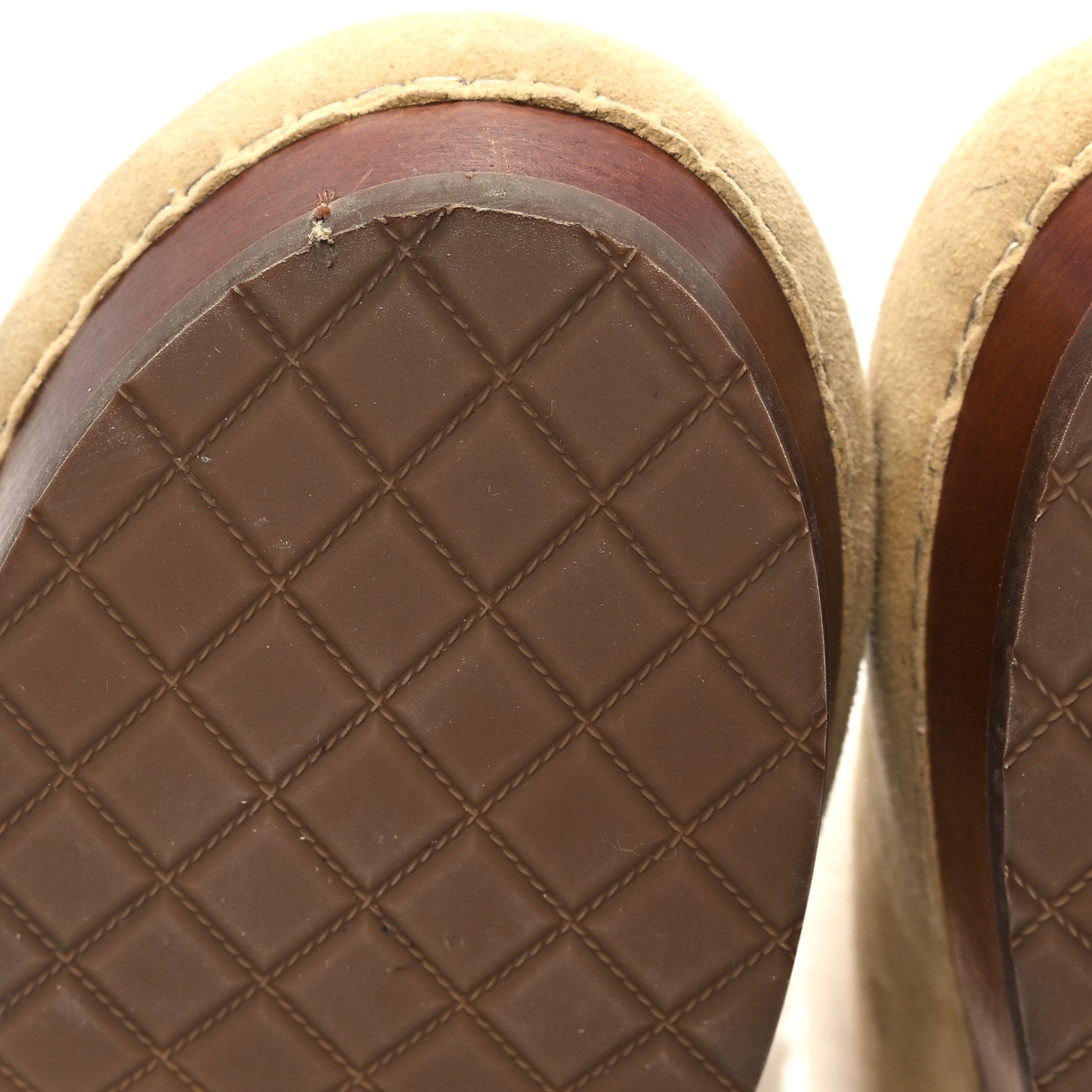 Chanel Suede Shearling CC Clogs 37 Beige 10 of 11