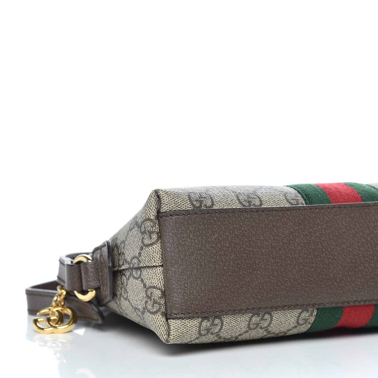 Gucci GG Supreme Monogram Textured Dollar Calfskin Web Small Ophidia Dome Shoulder Bag Beige Ebony New Acero 10 of 11