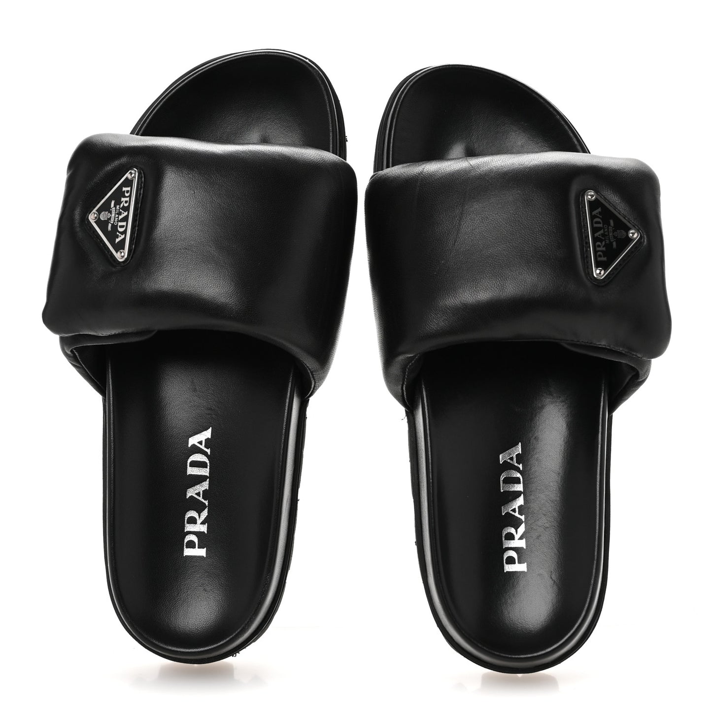 Nappa Soft Padded Triangle Slide Sandals 36.5 Black