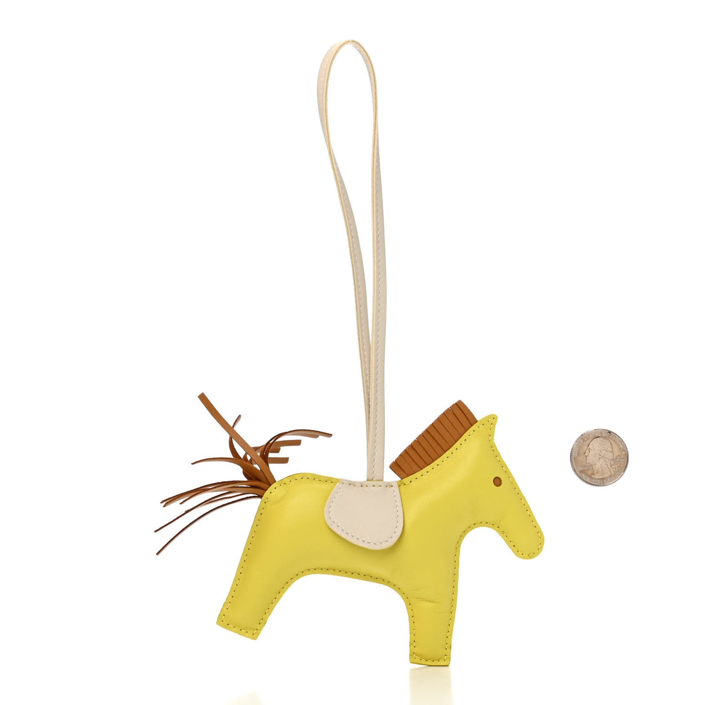 Milo Lambskin Grigri Rodeo Horse Bag Charm MM Lime Sesame Craie