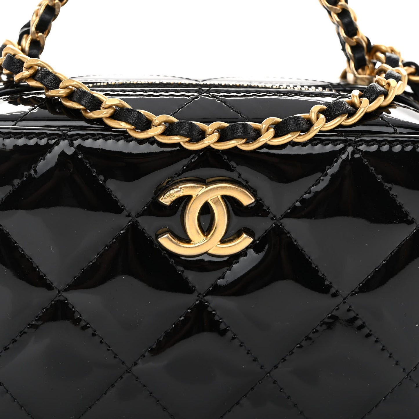 Patent Quilted Mini Pick Me Up Vanity Case Black