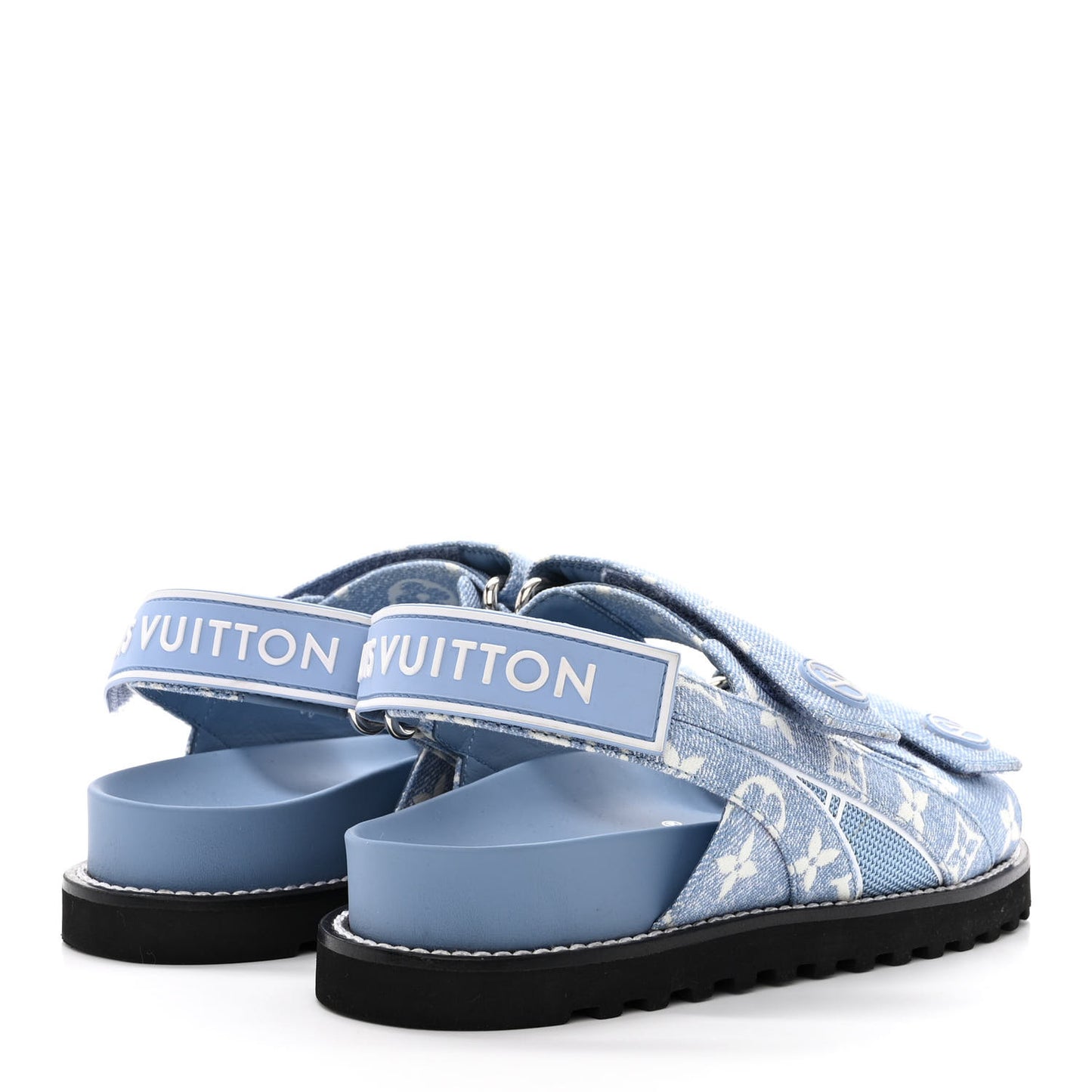 Monogram Denim Paseo Flat Comfort Sandals 38 Light Blue
