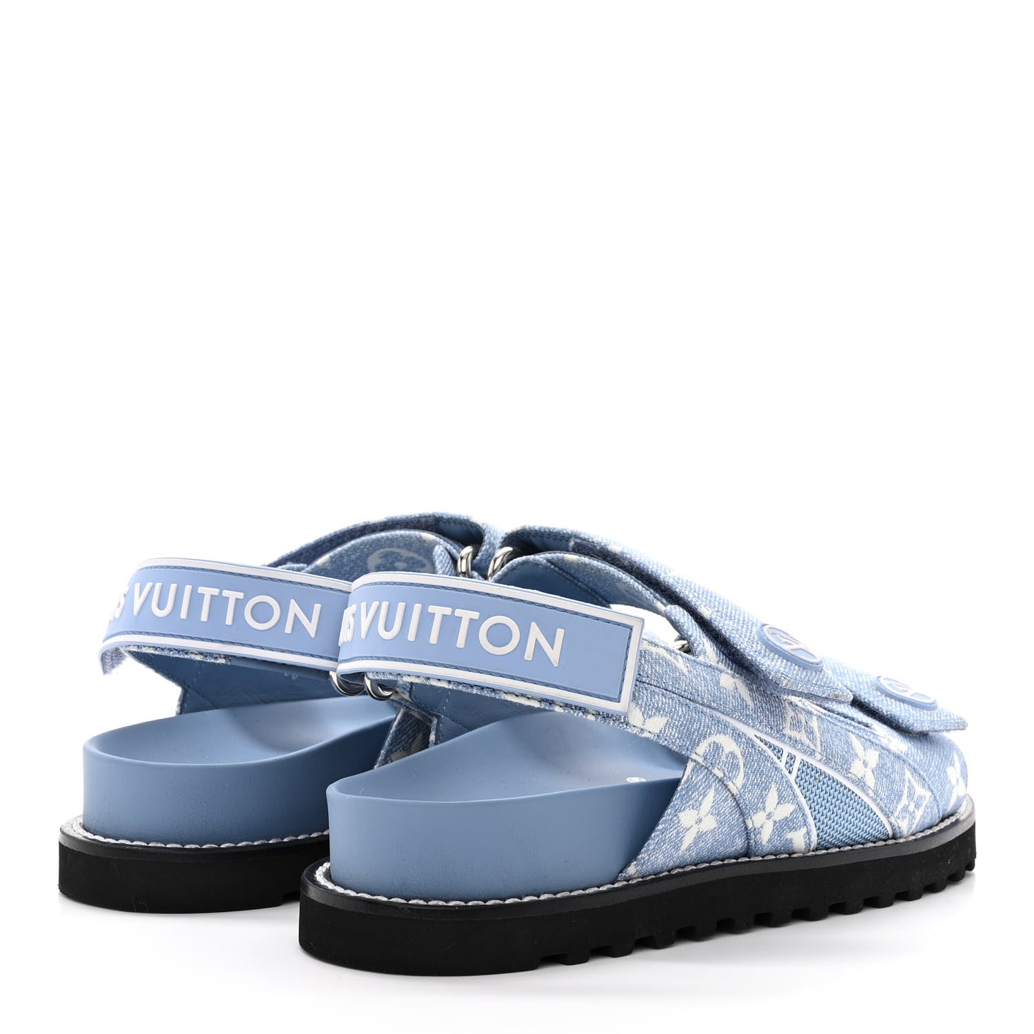Louis Vuitton Monogram Denim Paseo Flat Comfort Sandals 38 Light Blue 5 of 11