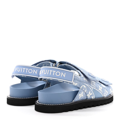 Louis Vuitton Monogram Denim Paseo Flat Comfort Sandals 38 Light Blue 5 of 11