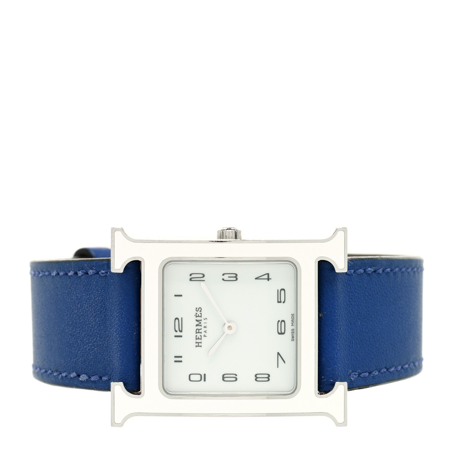 Hermes Stainless Steel Swift Lacquer 26mm Heure H Hour Quartz Watch Bleu Electrique 2 of 4