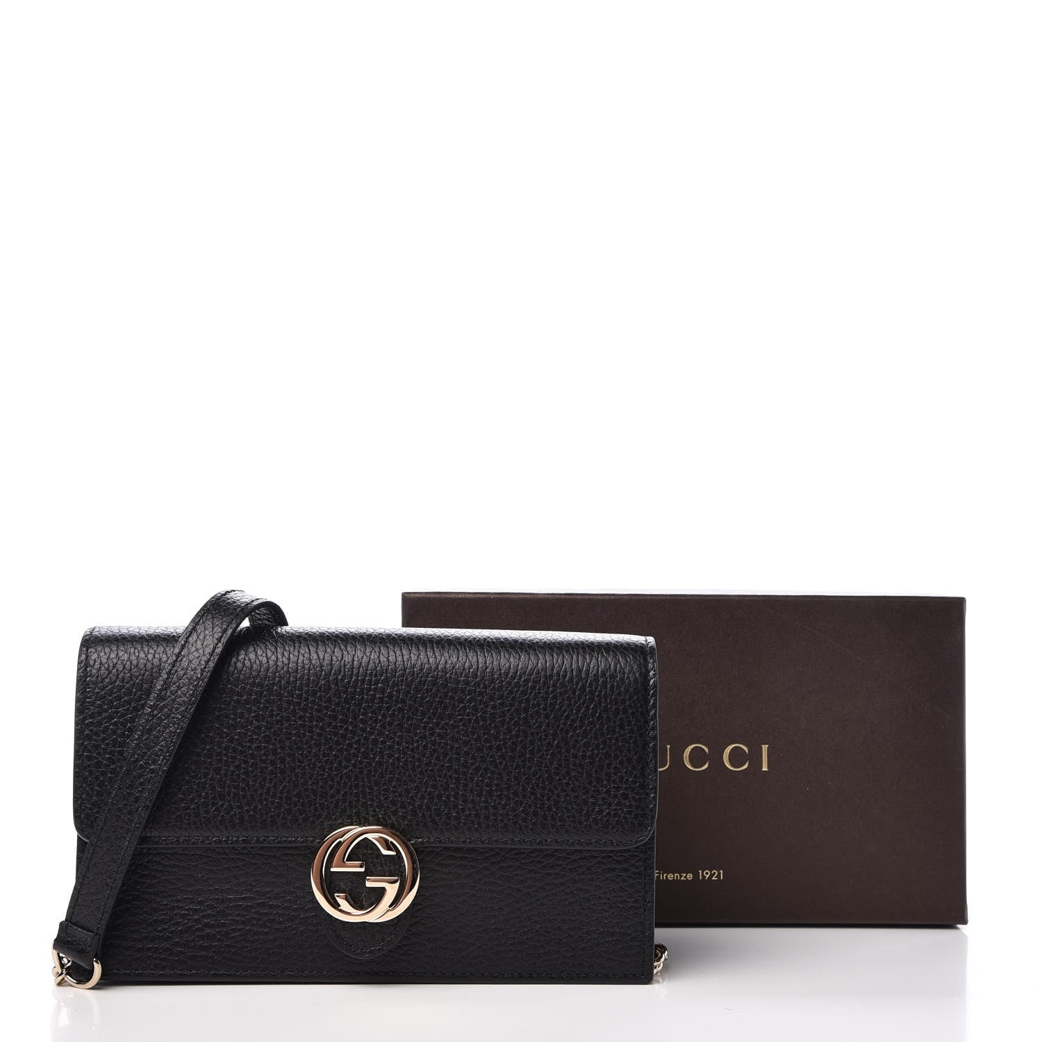 Gucci Dollar Calfskin Interlocking G Chain Wallet Black 8 of 8