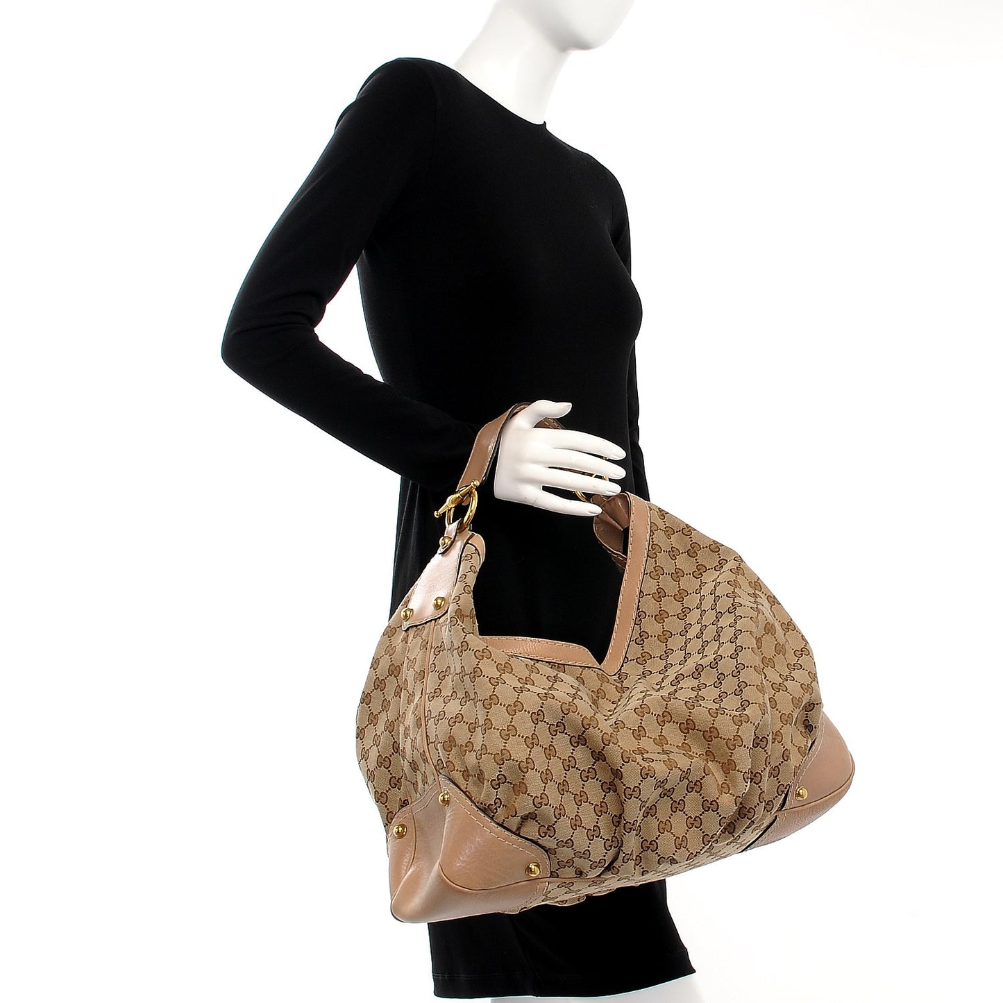 Monogram Large Jockey Hobo Beige