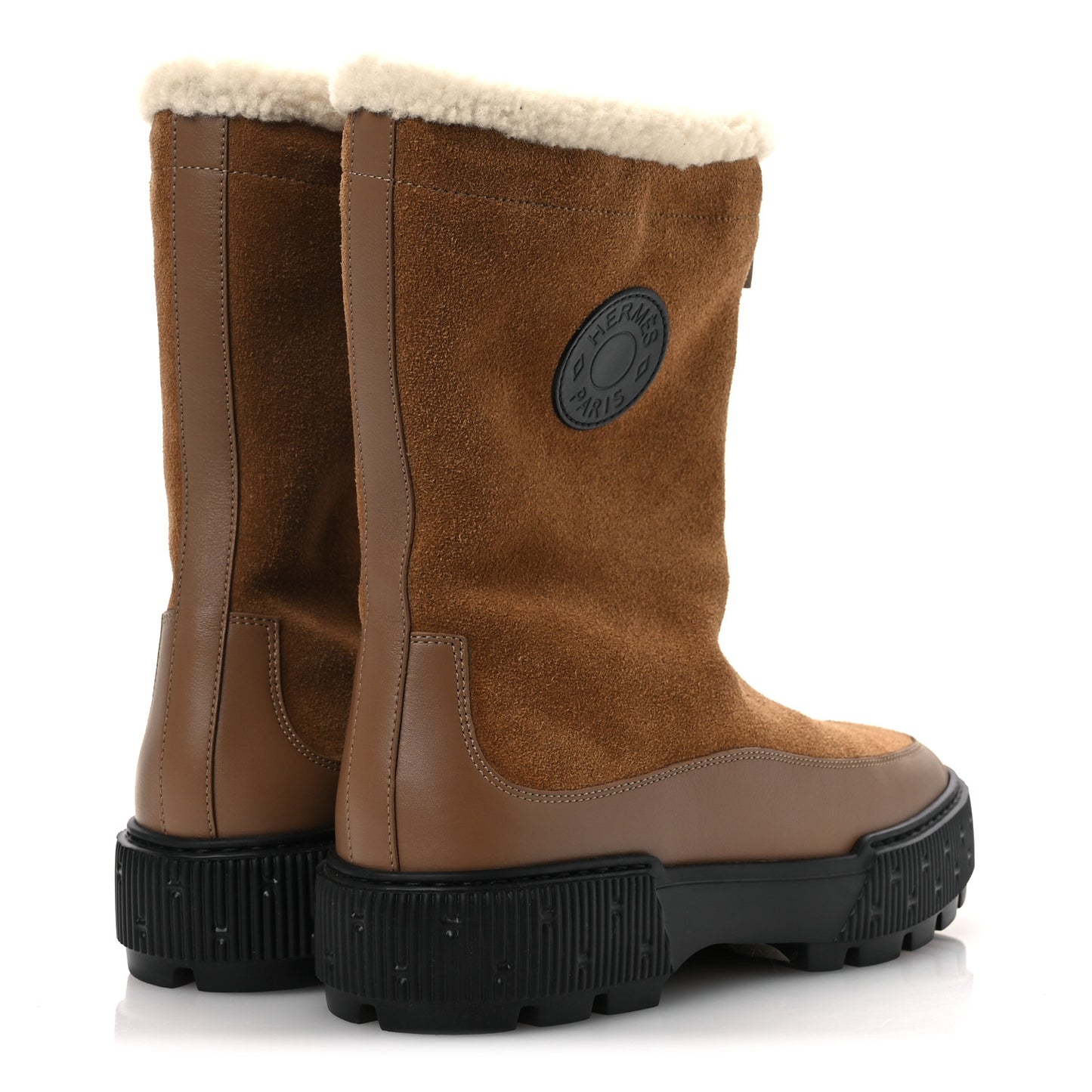 Suede Shearling Calfskin Womens Journey Ankle Boots 36 Brun Fumé 36 Ecru