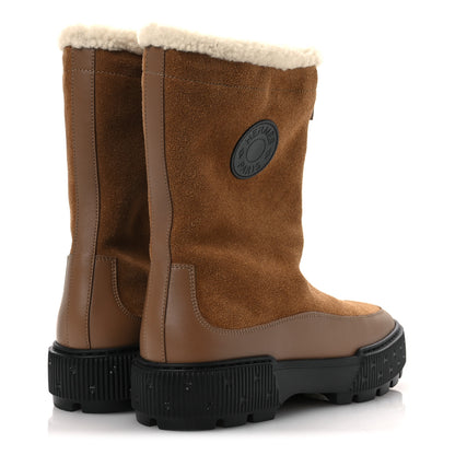 Hermes Suede Shearling Calfskin Womens Journey Ankle Boots 36 Brun Fumé 36 Ecru 5 of 10