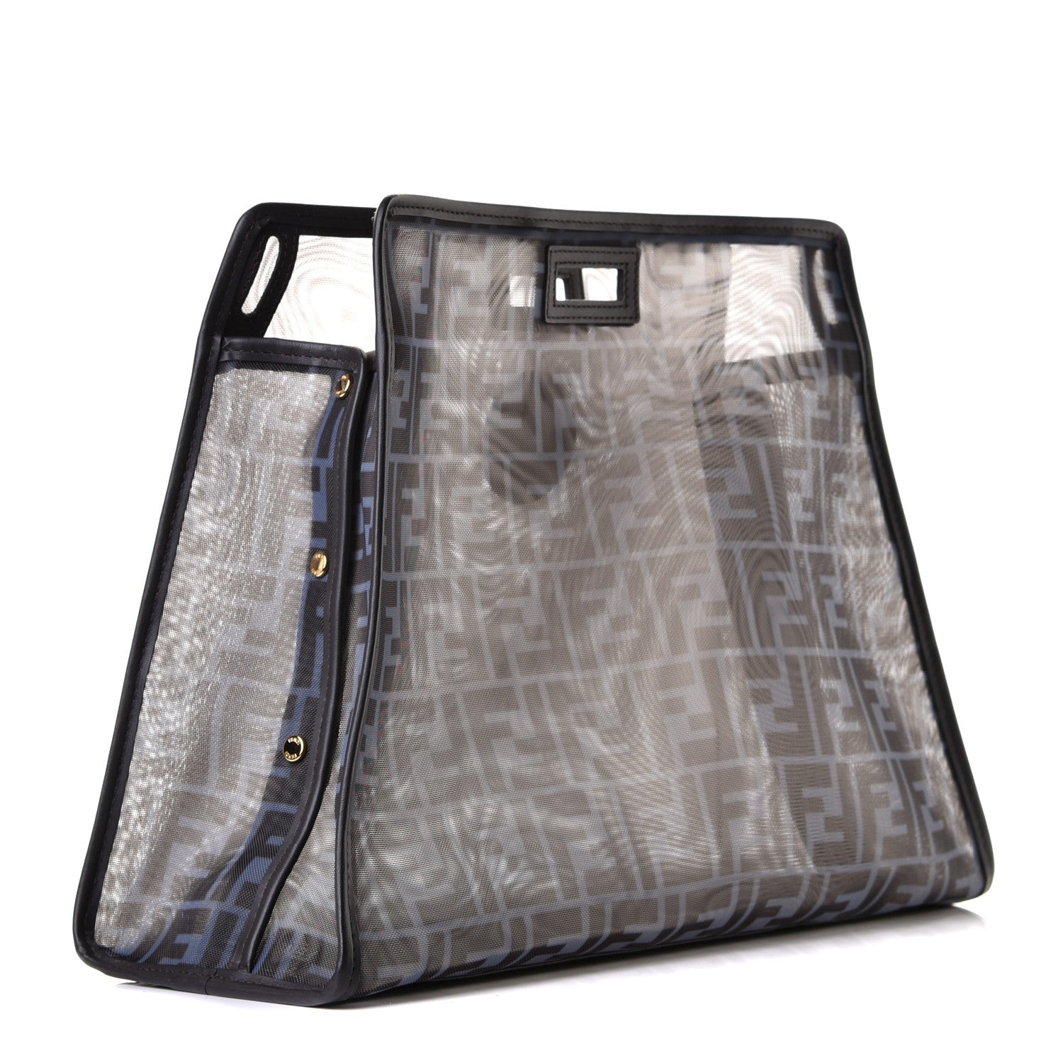 Fendi Mesh Vitello Century FF 1974 Medium Peekaboo Defender Cover Azzurro Black Ebano 2 of 5