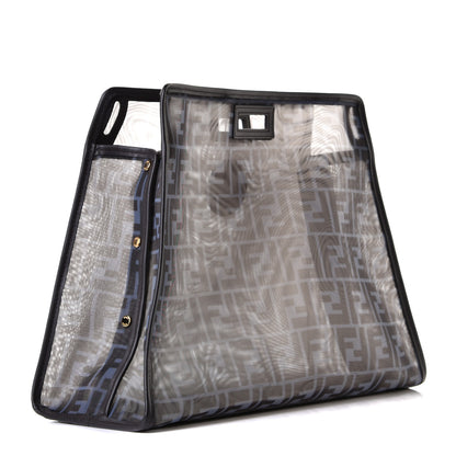 Fendi Mesh Vitello Century FF 1974 Medium Peekaboo Defender Cover Azzurro Black Ebano 2 of 5