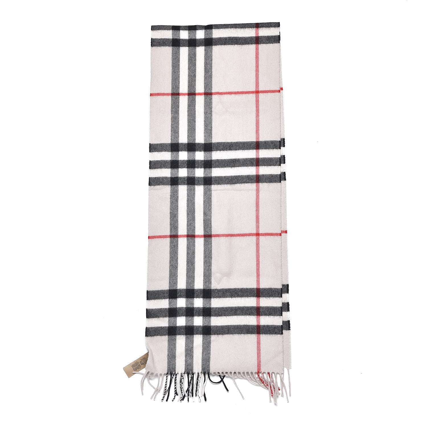 Burberry Cashmere Giant Check Fringe Scarf Stone 3 of 5