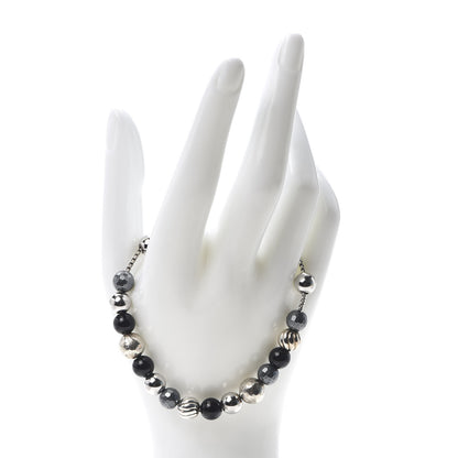 David Yurman Sterling Silver Black Onyx Hematine 8mm Elements Bead Bracelet 2 of 4