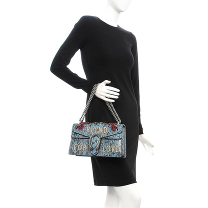 Gucci Snakeskin Blind For Love Embroidered Small Dionysus Shoulder Bag Ultramarine Multicolor 2 of 8