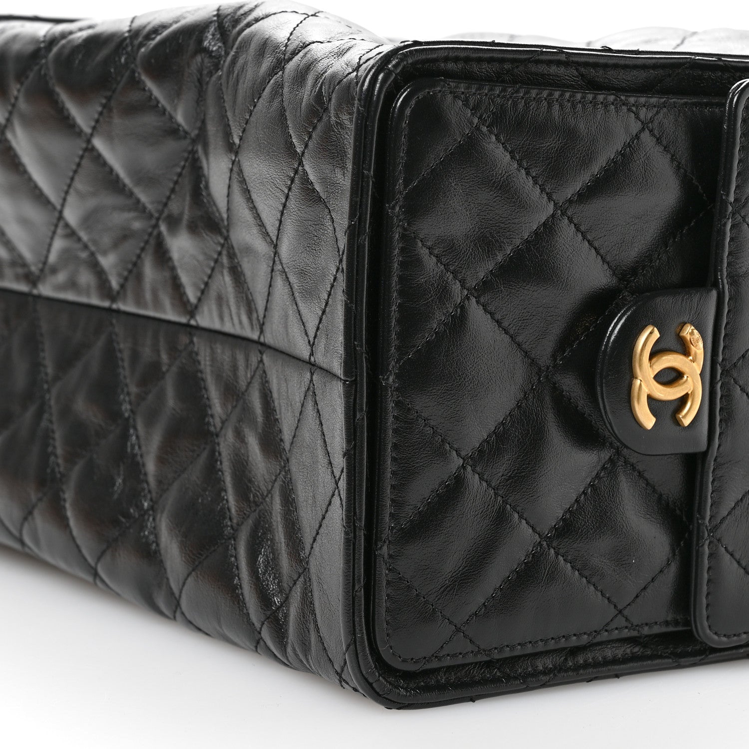 Chanel Shiny Crumpled Calfskin Quilted Medium Chanel 25 Handbag  Black 10 of 11