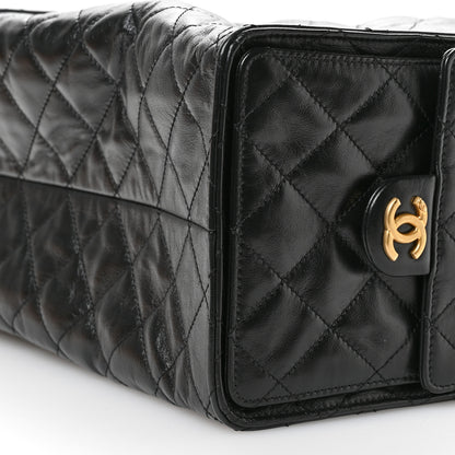Chanel Shiny Crumpled Calfskin Quilted Medium Chanel 25 Handbag  Black 10 of 11