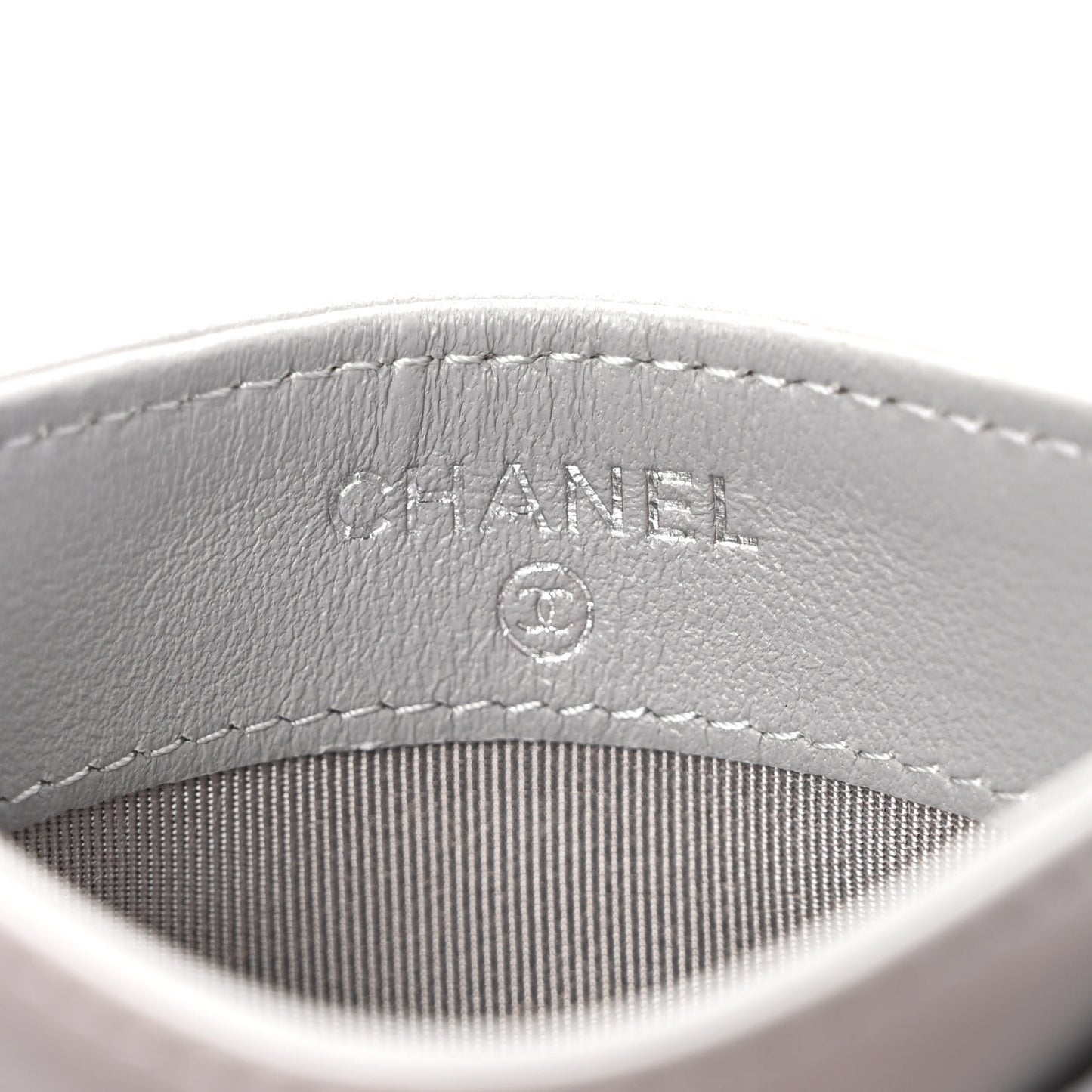 Lambskin Quilted Card Holder Grey