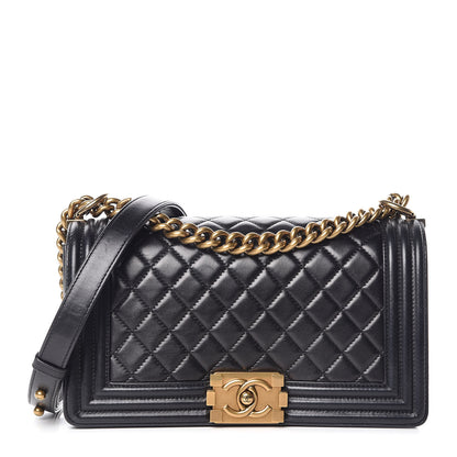 Chanel Lambskin Quilted Medium Boy Flap Pearly Black 1 of 15