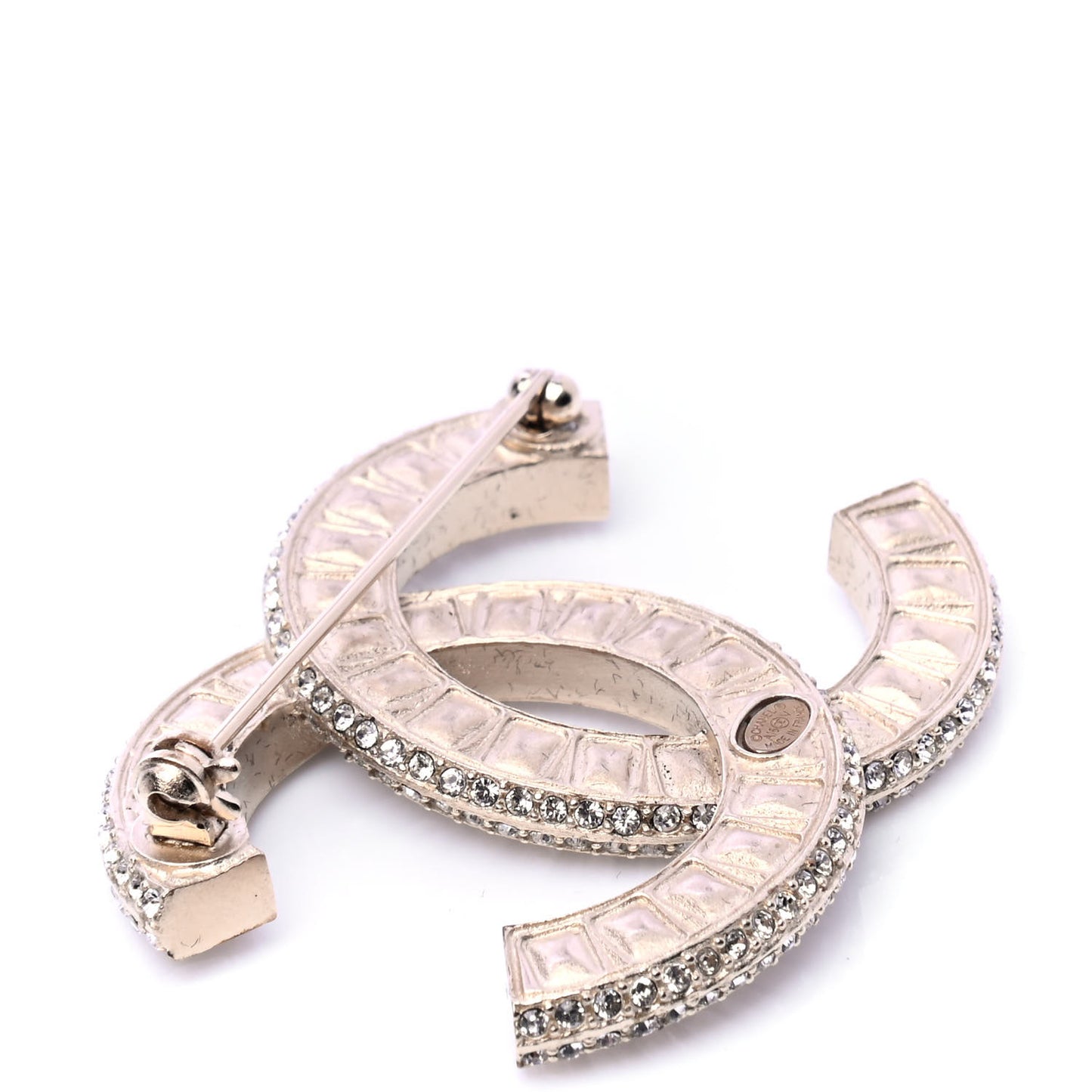 Baguette Crystal CC Brooch Gold
