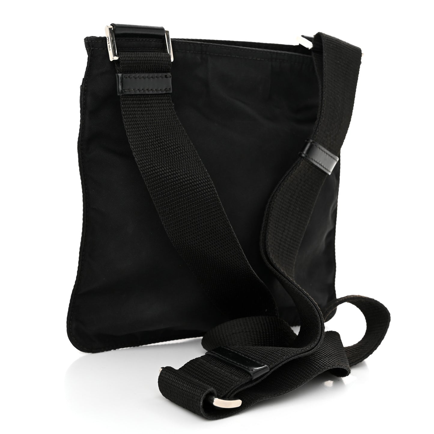 Tessuto Nylon Saffiano Flat Messenger Bag Black