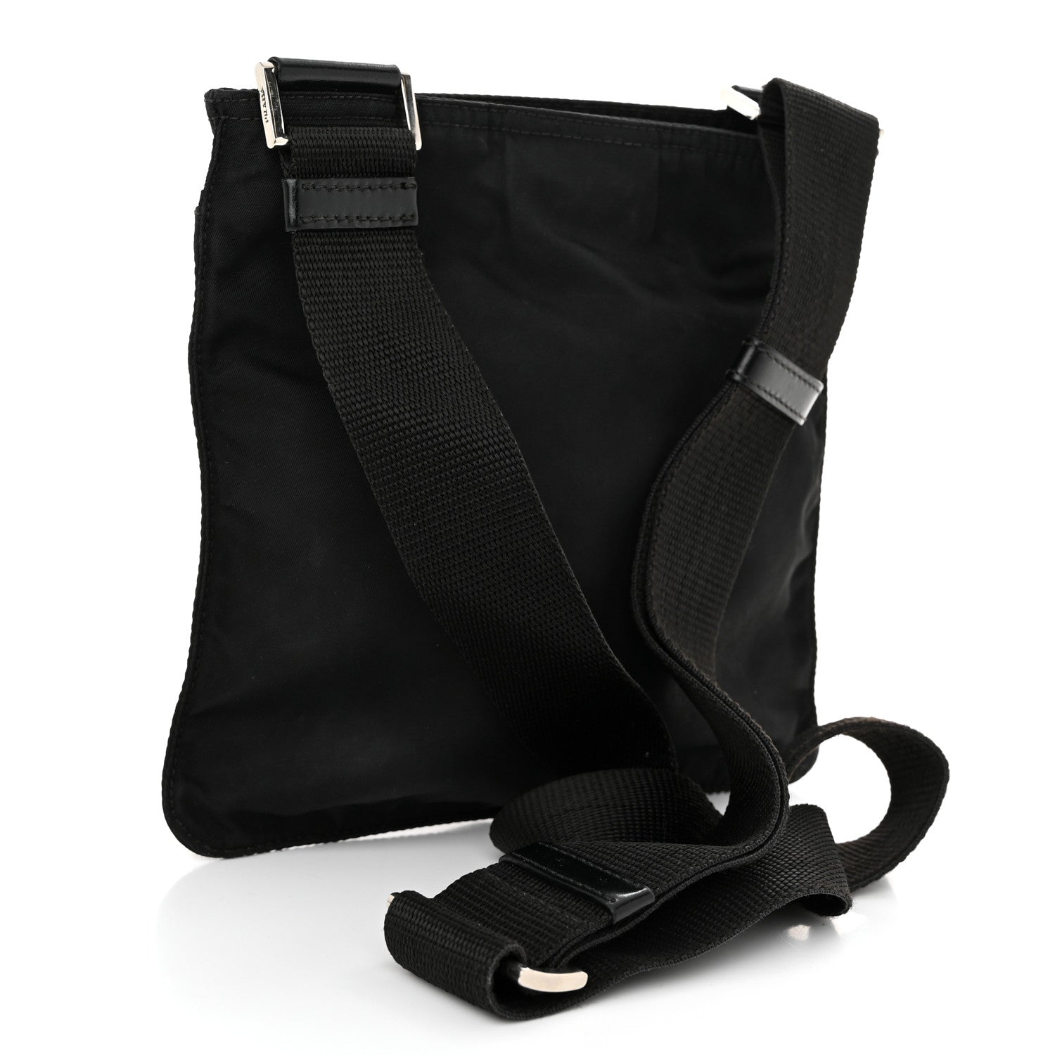 Prada Tessuto Nylon Saffiano Flat Messenger Bag Black 3 of 9