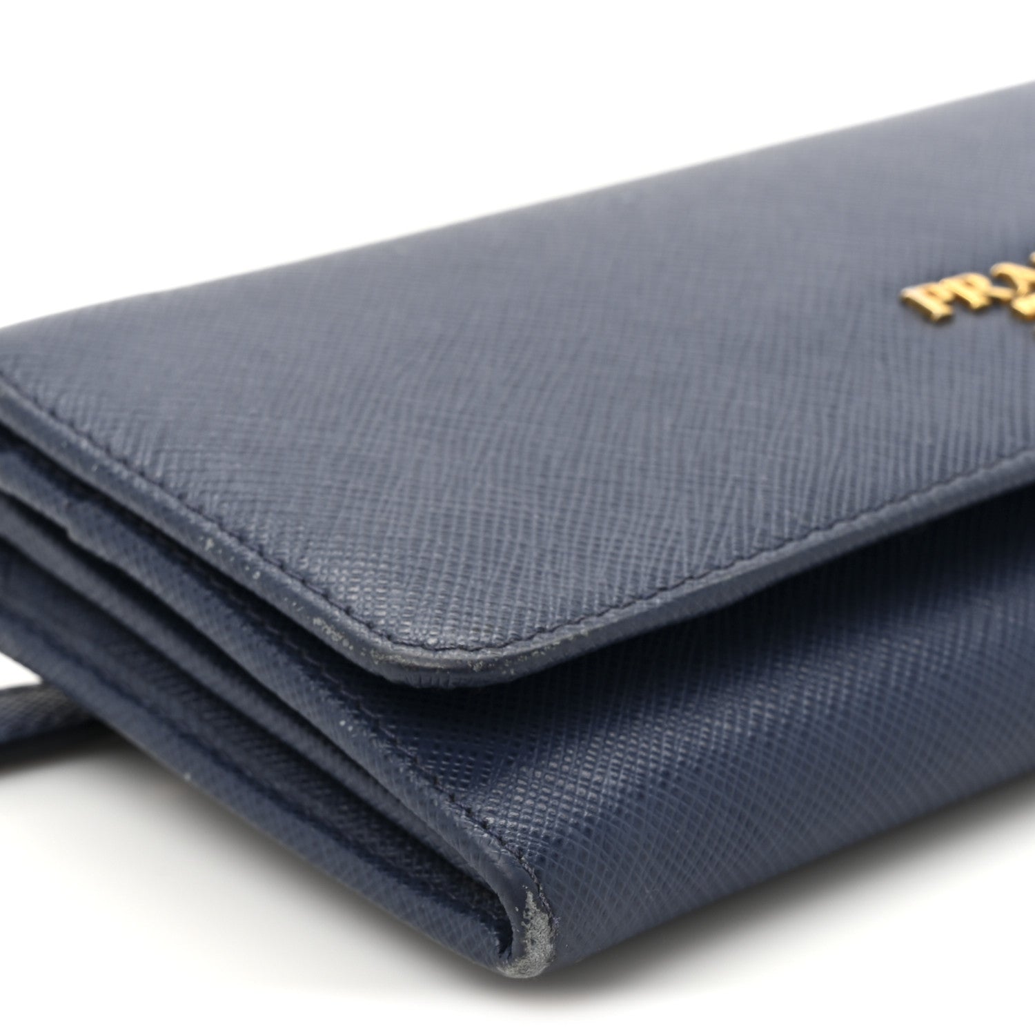 Prada Saffiano Metal Continental Flap Travel Wallet Bluette 9 of 12