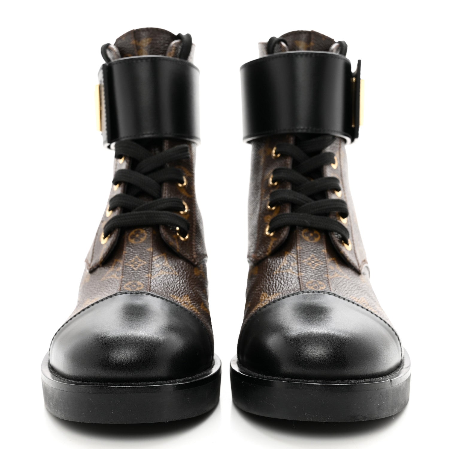 Louis Vuitton Calfskin Monogram Wonderland Flat Ranger Boots 37 Black 2 of 11