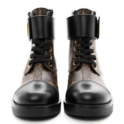 Louis Vuitton Calfskin Monogram Wonderland Flat Ranger Boots 37 Black 2 of 11
