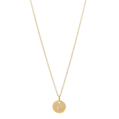 David Yurman 18K Yellow Gold Diamond Initial P Charm Necklace 1 of 4
