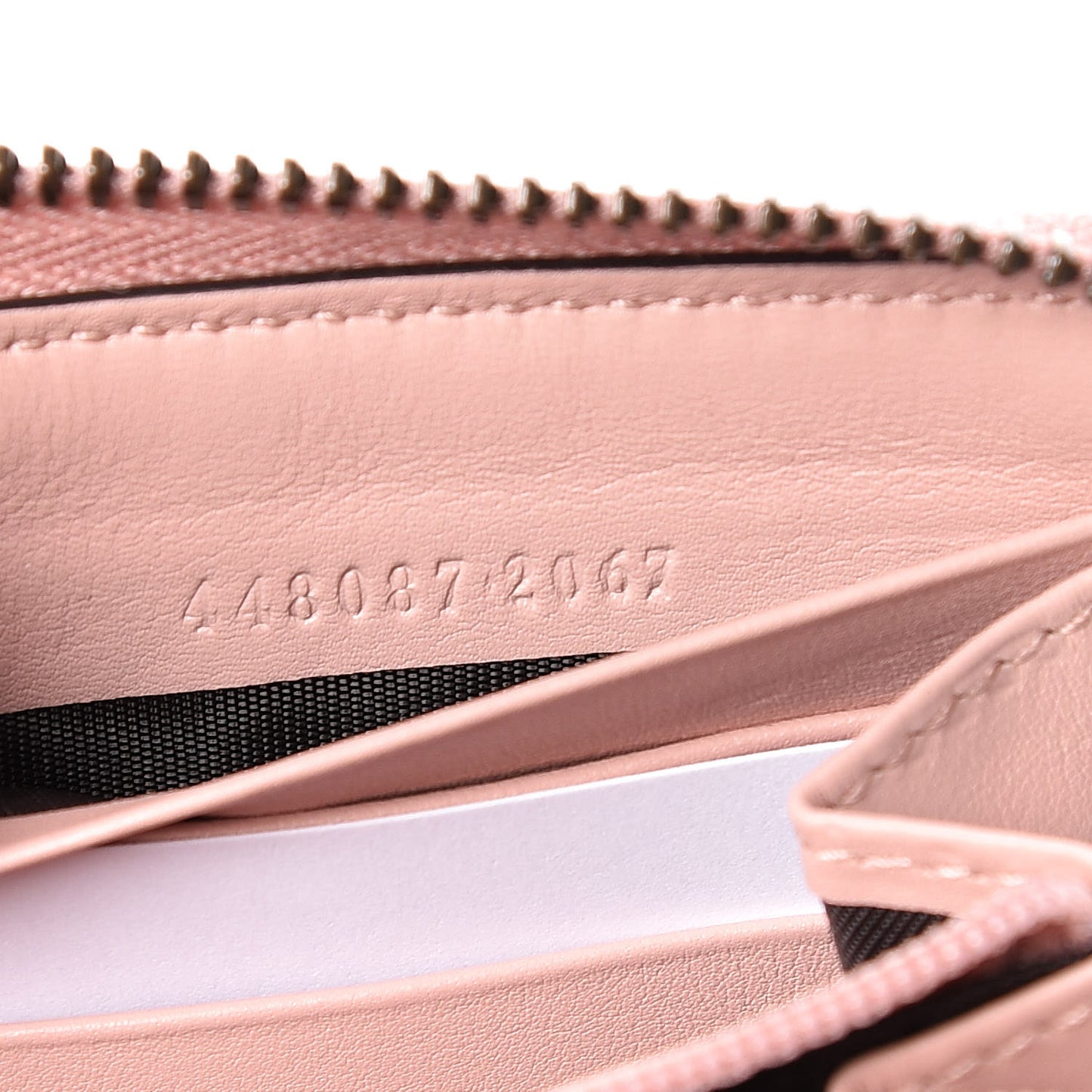 Calfskin Matelasse GucciGhost GG Marmont Zip Around Wallet Perfect Pink Rosa Ivory