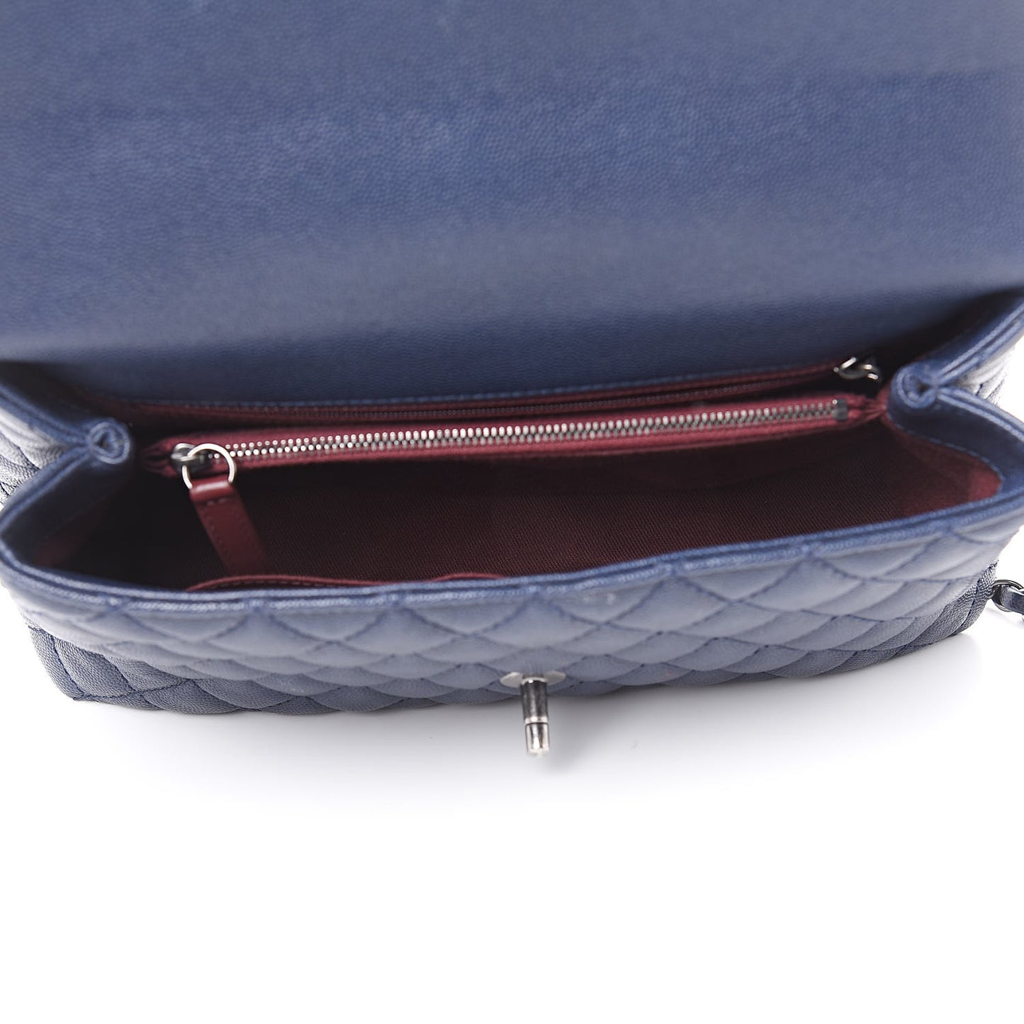 Caviar Quilted Small Coco Handle Flap Navy
