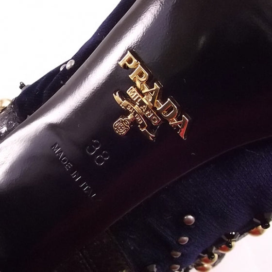 Prada Velvet Studded Mohawk Pumps 6 of 7