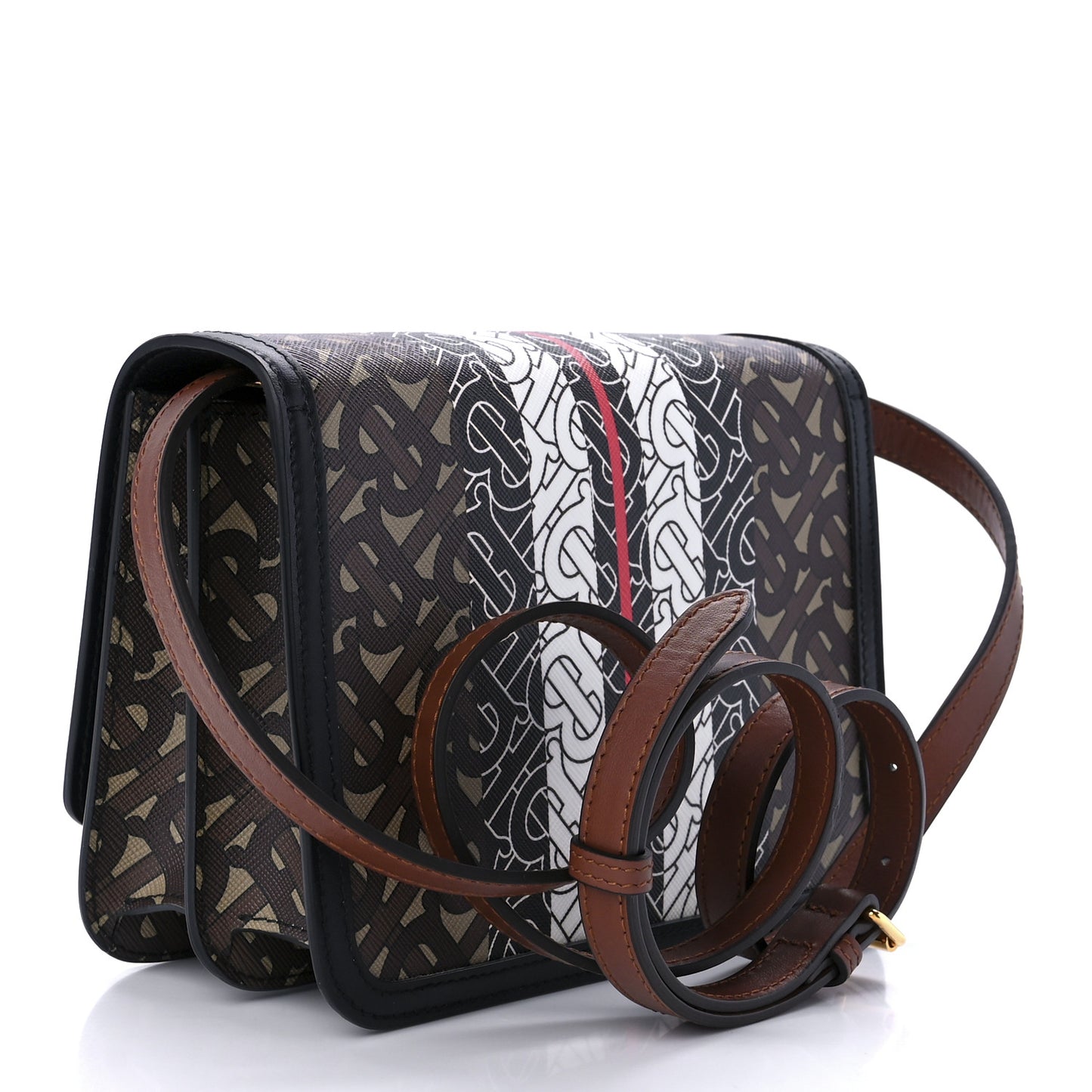 E-Canvas Monogram Stripe Small TB Bag Bridle Brown