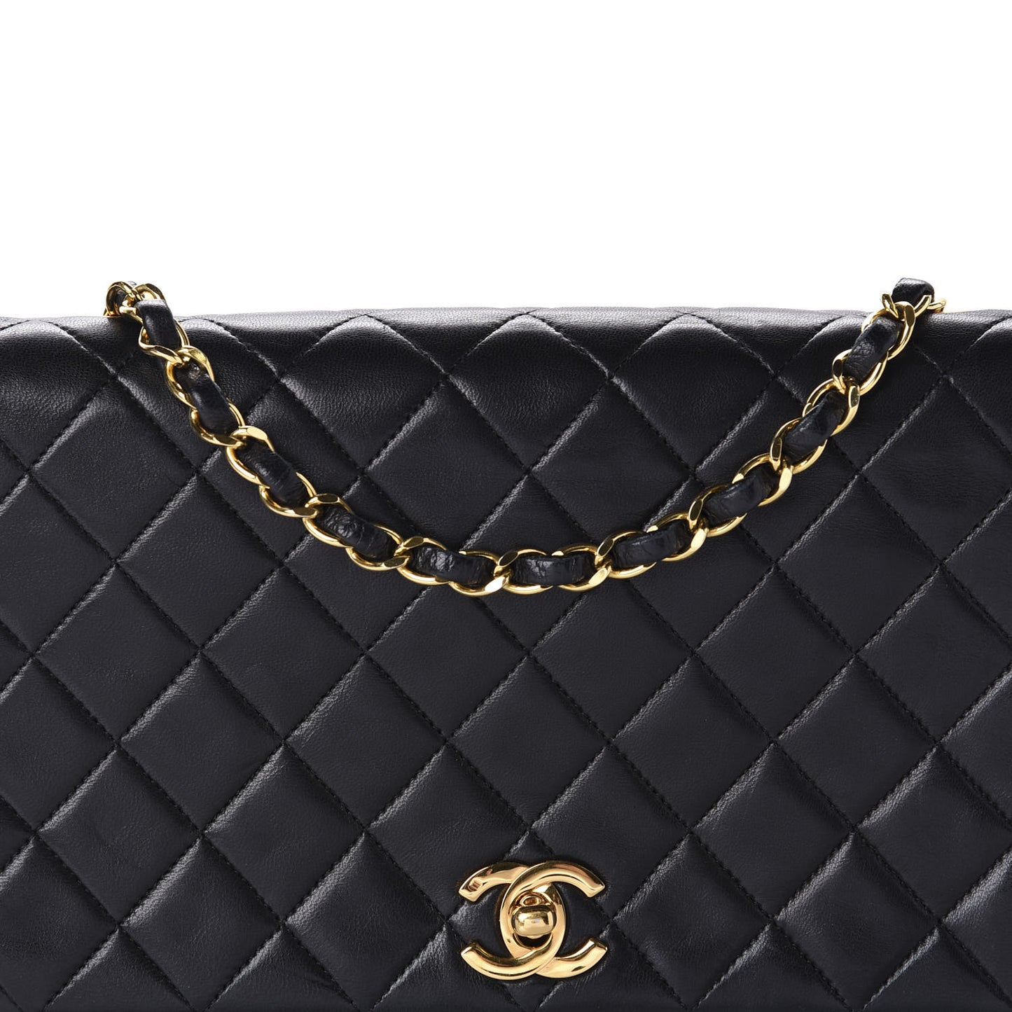 Lambskin Quilted Small Single Flap Black