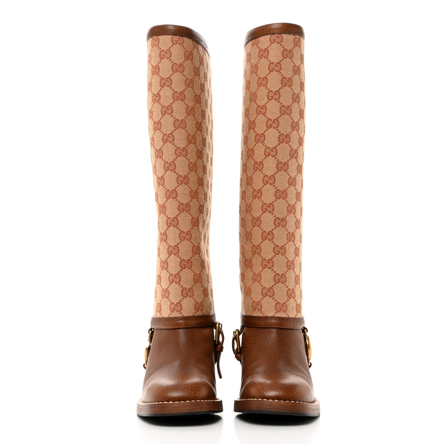 Gucci GG Monogram Calfskin Lola Tall Boots 35.5 Beige Ruggine 3 of 10