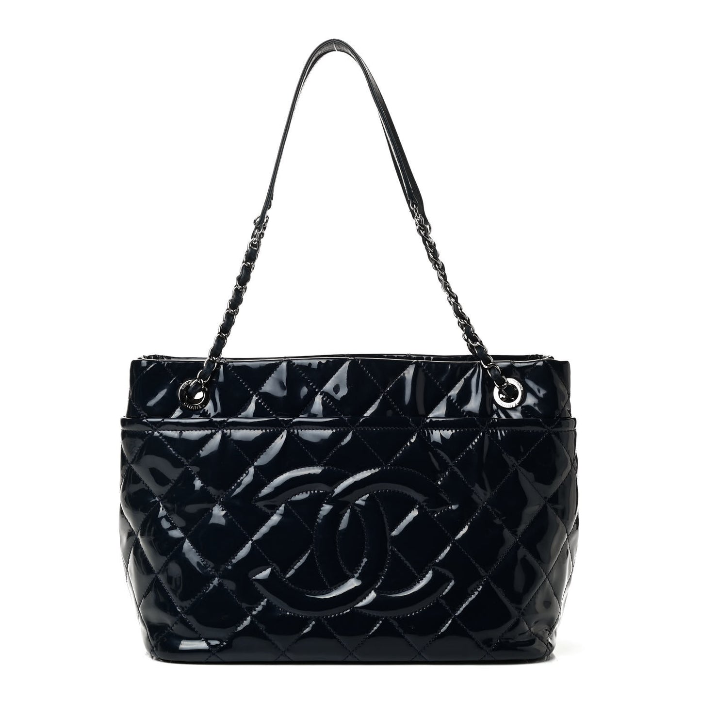 Patent Quilted Timeless CC Soft Tote Navy